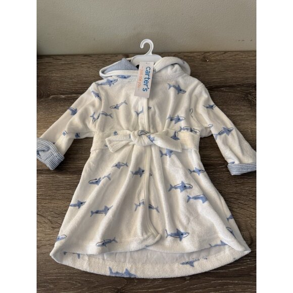 Carter's Other - New Carter’s Baby Bathrobe White Dino Dinosaur Print Size 0-9M W8